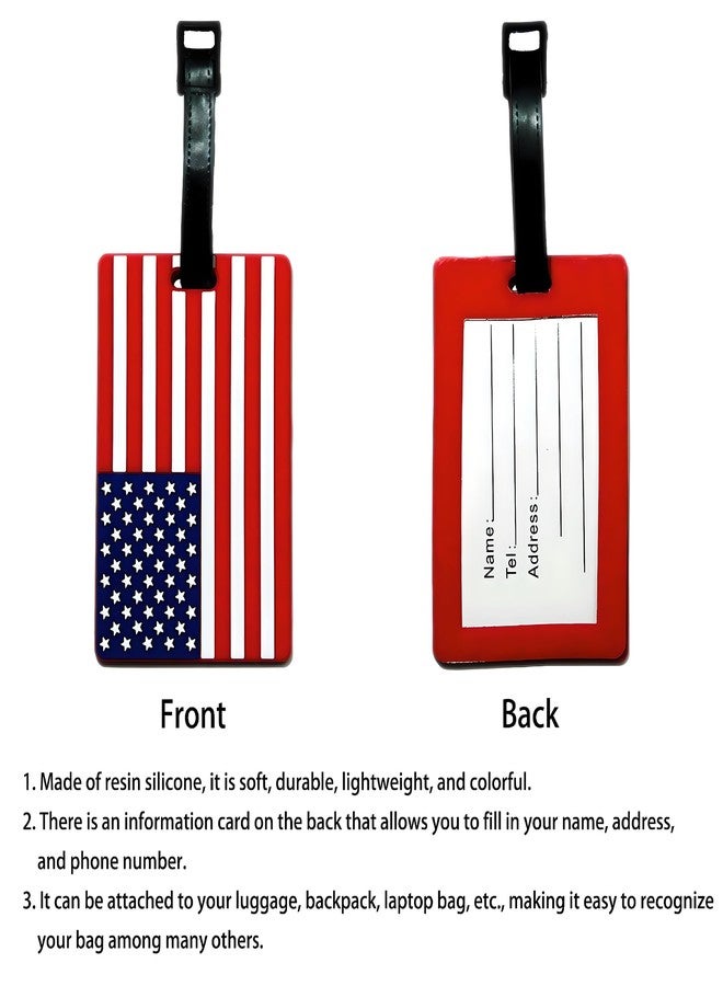 ANINIUCN American Flag Luggage Tag Travel Bag Identifier - Durable Silicone Suitcase Label with Privacy Card for Easy Identification - Image 3